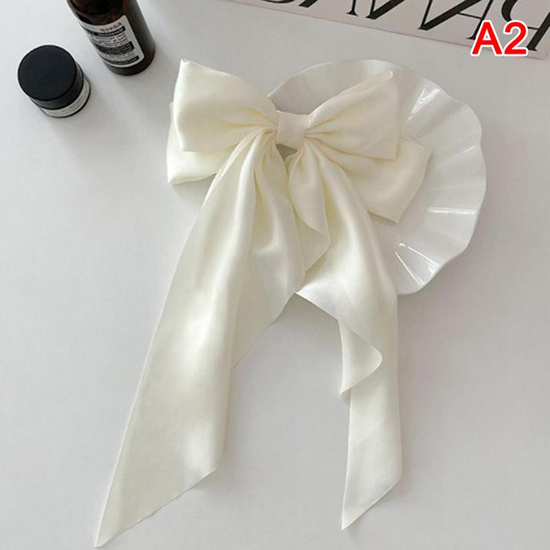 Bow Ribbon Hairpin Headwear Simple Elegant Satin Spring Clip Fixed Hair Clip