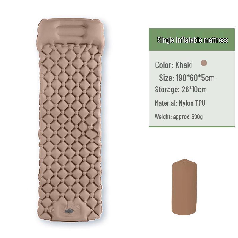 Opblaasbaar Campingmatras met Voetpomp en Ingebouwd Kussen