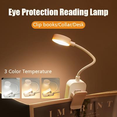 Mini luz portátil LED para livros, proteção para os olhos, lâmpada de leitura, flexível, direção ajustável, bateria, lâmpada de mesa para aprendizagem, luz para quarto