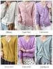 Autumn/Winter 2023 Women's Pure Wool Knit Cardigan Coat with V-Neck and Long Sleeves.