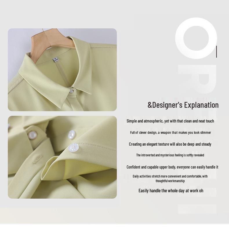 Women's Summer Polo Collar Shirt Dress - Waist-Slimming, Single-Breasted, Solid Color, Versatile, Mid-Length