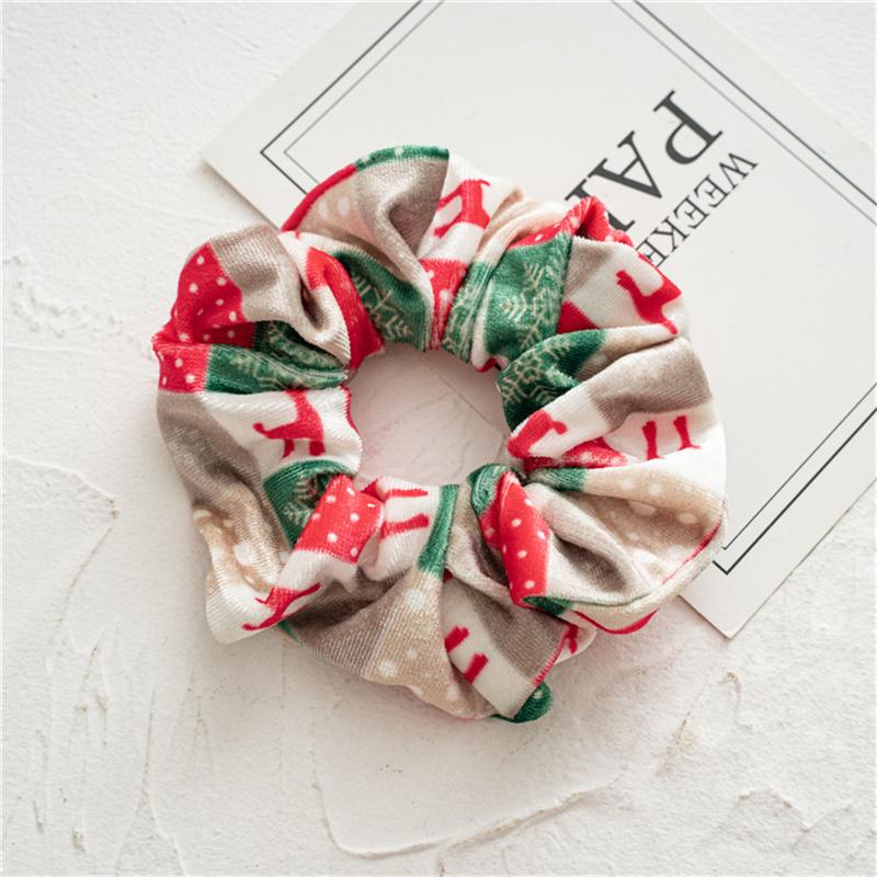 30pcs  Women Hair Scrunchies Christmas Print Corduroy Cloth Hairbands Lady Girls Ponytail Hair Ties Accessories