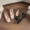 Classic square buckle thick heel gentle square head elegant temperament nude single shoes women's summer