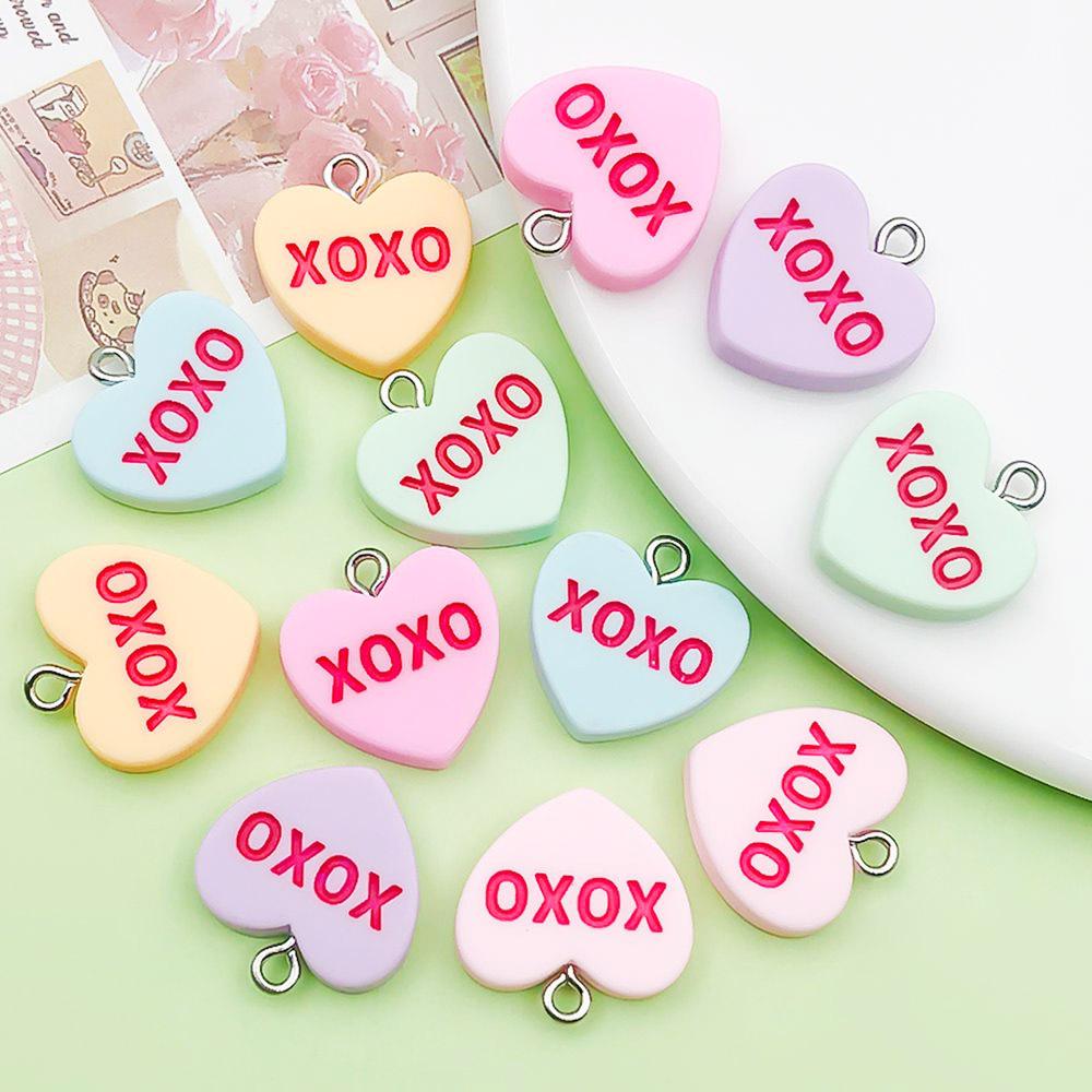 12 Color Resin Heart XOXO Letter Charms for DIY Jewelry