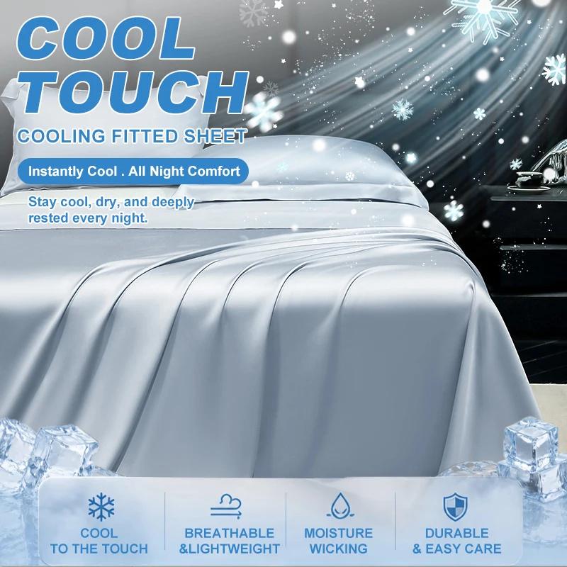 Satin Flat Bed Sheet Smooth Luxury Satin Silk Bedding Set with Duvet Cover Bed Sheet 1 Duvet Cover+1 Bed Sheet+2 Pillowcases