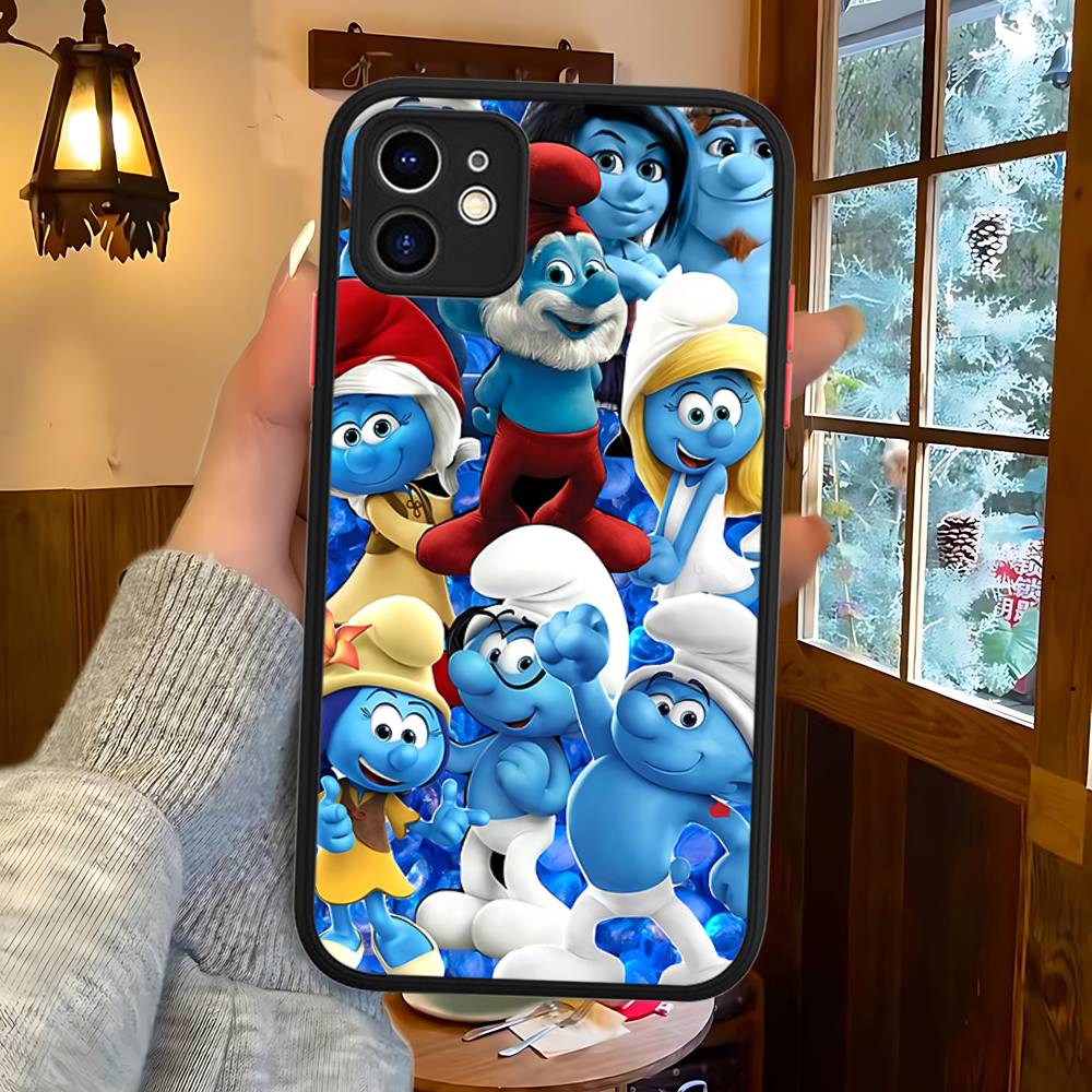

Cartoon The S-Smurfs Matte Translucent Phone Case For Iphone 16 ProMax 15 14 13 12 11 X XS PRO Plus iphone X