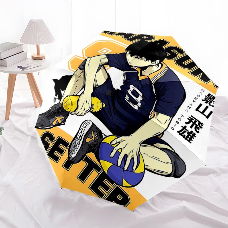 

1pc Karasuno Volleyball Team Logo Umbrella Automatic Opening Closing, Portable 3-Fold Design, 8-Bone Iron Frame, Outdoor, Ideal Gift for Fans, Travele
