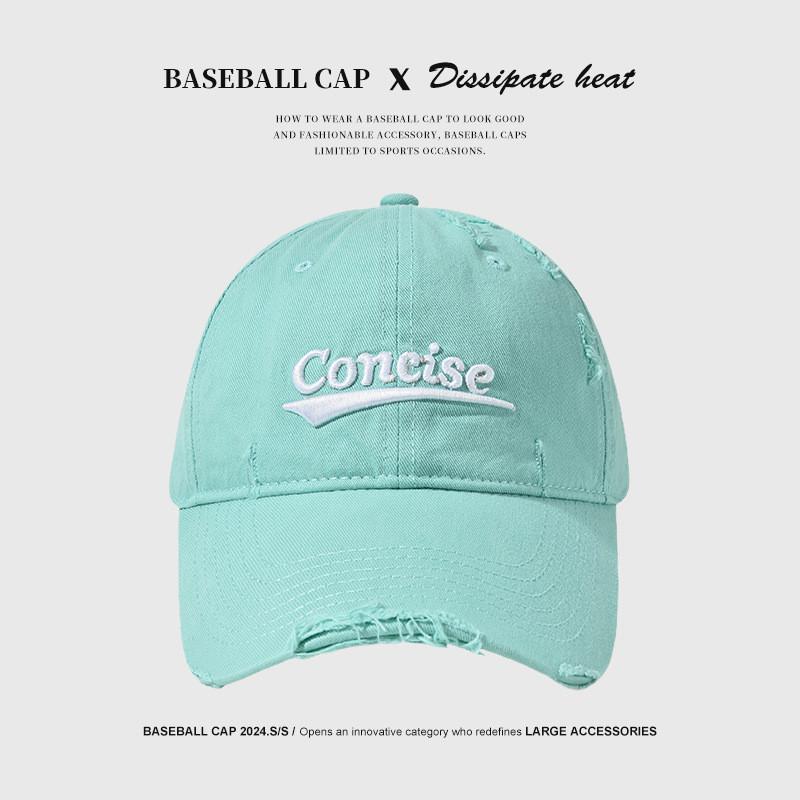 Adjustable Cotton Cap With Retro Font Embroidery And Sun Protection For Outdoor Activities