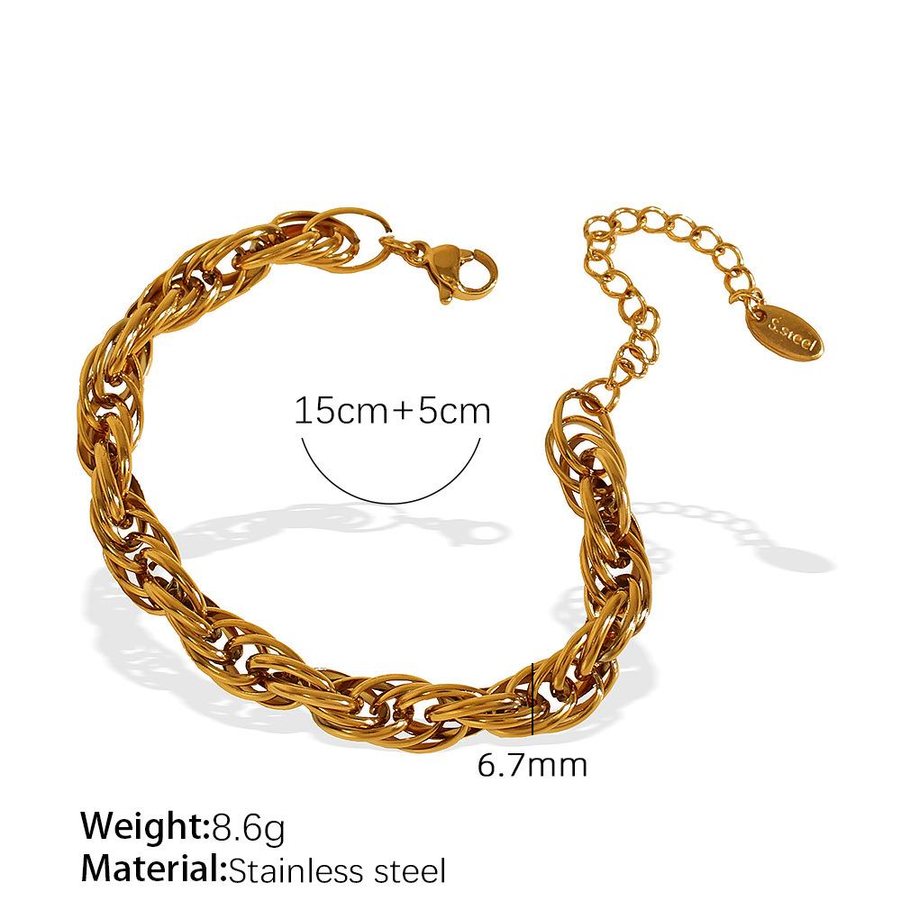 Coarse Twist Simple Butterfly Necklace Female Trendy Hip-Hop Water Waveform Bracelet Temperament Cold Titanium Steel Gold-Plated Collarbone Chain