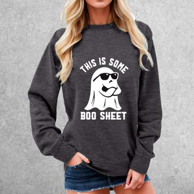 Sudadera holgada de manga larga con cuello redondo y estampado de dibujos animados digitales para mujer, ropa deportiva de uso diario para Halloween, otoño y primavera