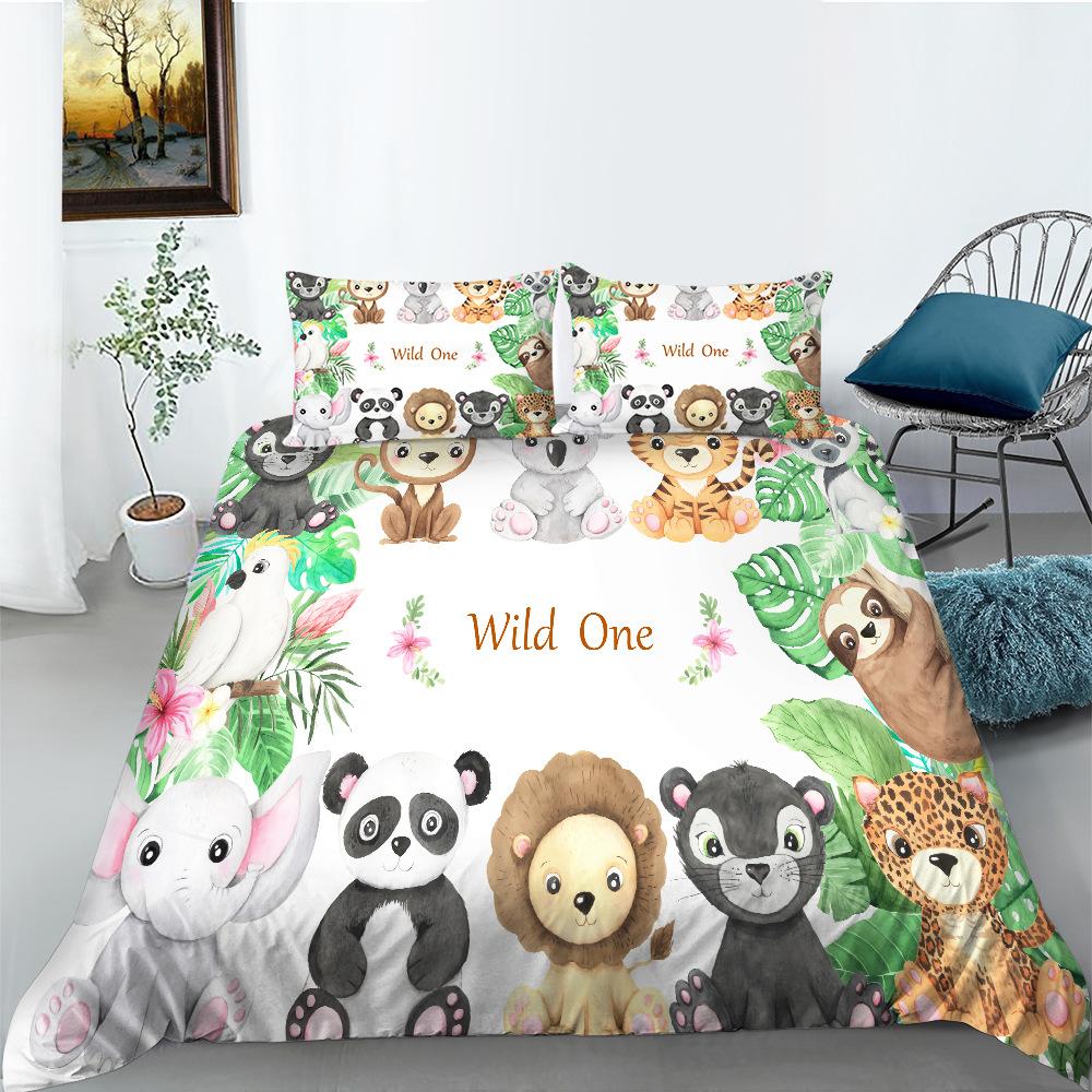 Bedding Two Or Three-Piece Set Cartoon Animal Series Polyester Digital Printing EU single 135*200