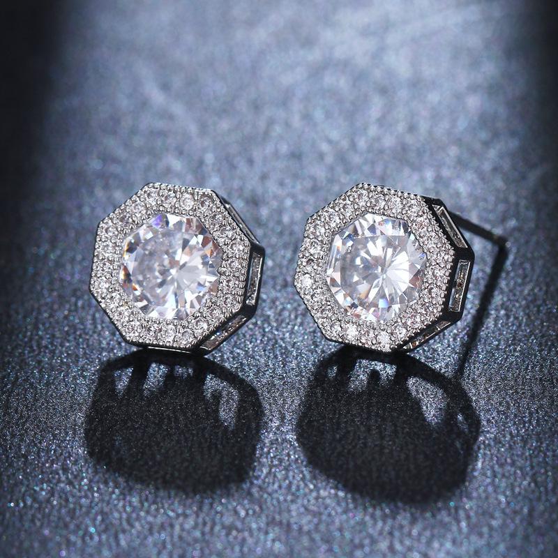 

Minimalist Zircon Square & Round Stud Earrings - Bagua Design