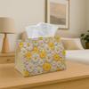 1pc Romantic Floral Botanical Polyester Tissue Holder, Reusable And Washable, White Yellow Daisy Embossed Design for Dining Table, Kitchen, Bathroom, 