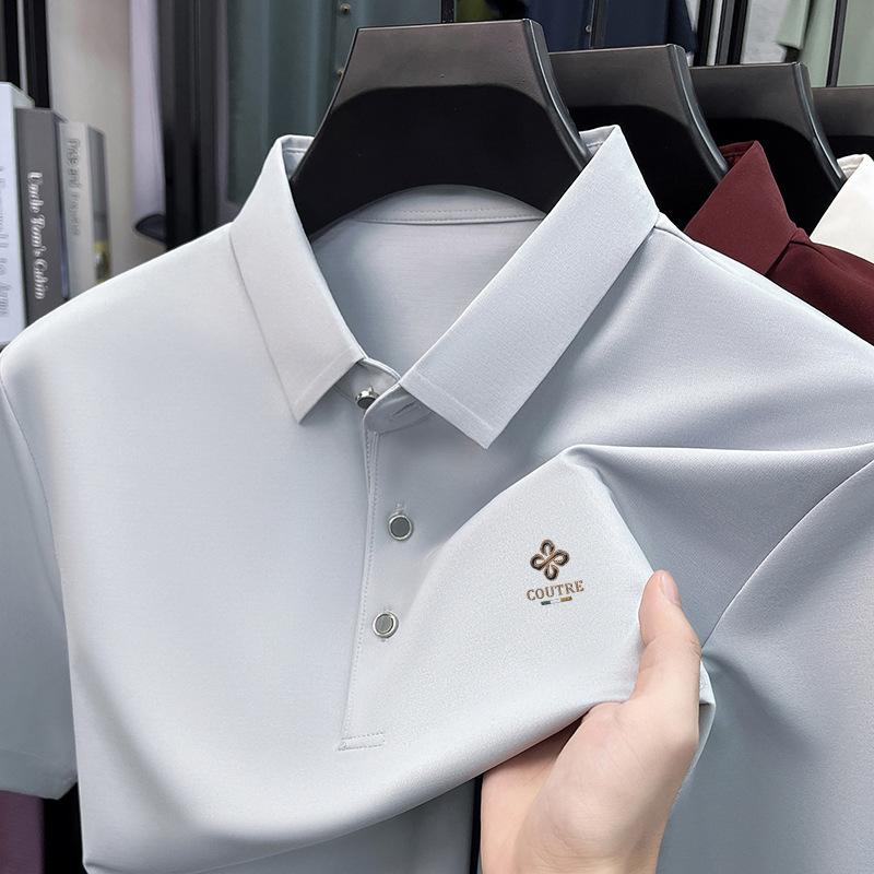 Summer Lapel Collar Short Sleeve T-Shirt Men's Loose Fit Casual Polo Top