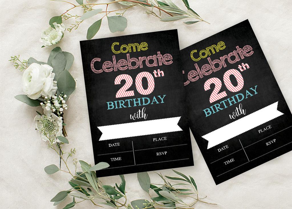 Darling Souvenir Black Birthday Invitation Card Printable Fill or Write In Blank Invites Party Supplies Pack Of 28 5 x 7