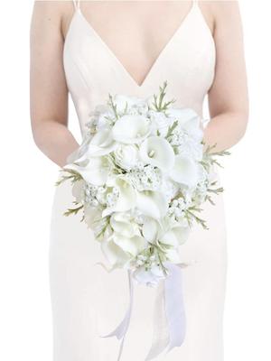 1PC Fake Bouquet Cascading Artificial Flowers Bridal Bouquets for Bride Bridal Wedding Bouquets for Bride for Wedding Ceremony and Anniversary