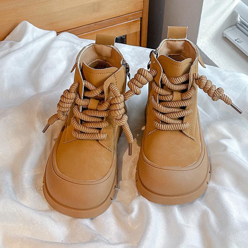 Children's Boot Spring Autumn Patchwork Versatile Girls Black School Boots Fashion Versatile Kids Causal Ankle Boots Thick Soled