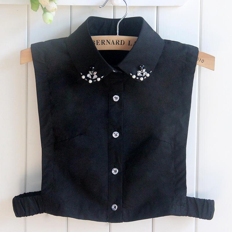 Korean Rhinestone Pearl Blouse Collar - Retro Style Detachable Faux Half Collar