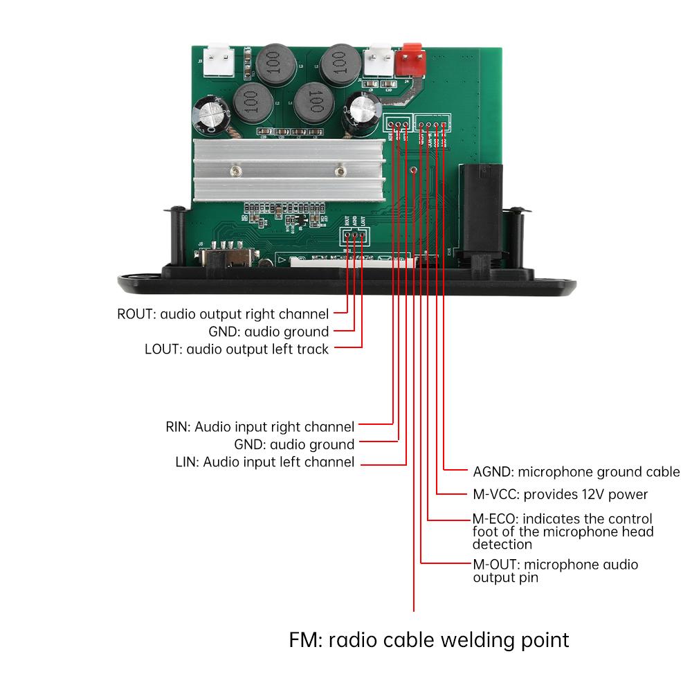 80W+80W Bluetooth MP3 Decoder Board Music Player Module DC 6-24V Car Music Player Module Lossless Audio USB AUX TF Radio