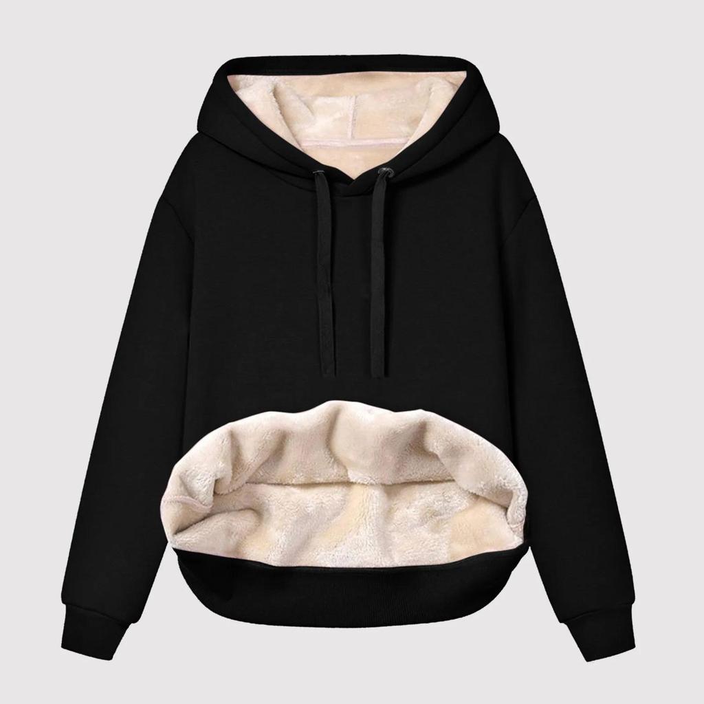 Sudadera Cálida de Felpa para Mujer con Forro Polar Invierno Manga Larga Cálida Terciopelo Jerséis Reversibles Sudaderas Para Mujer Ropa de Casa