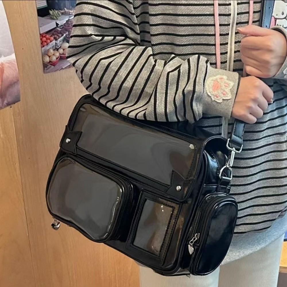 

Fashion Large Capacity Shoulder Bag Multifunctional Transparent Backpack Casual Crossbody Bag чёрный