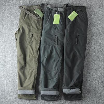 Men's Windproof Waterproof Quick-Dry Winter Pants with Velvet Lining, Multi-Pocket, Loose Fit, and Large Size.
