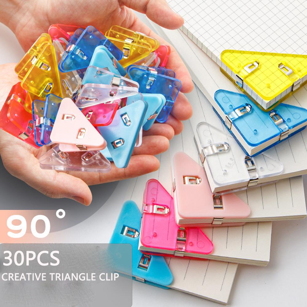 

30pcs Creative Triangle Clip Bill Clip Book Paper Corner Clip Binder Clip For Desk Storage Shelf Office Desktop Organizer