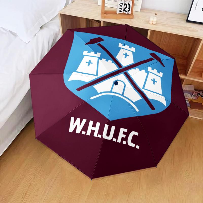 1PC West Ham United Pattern Printed Umbrella Folding umbrella, automatic umbrella 8-Frame for Travel, camping Fan gifts Christmas Gifts
