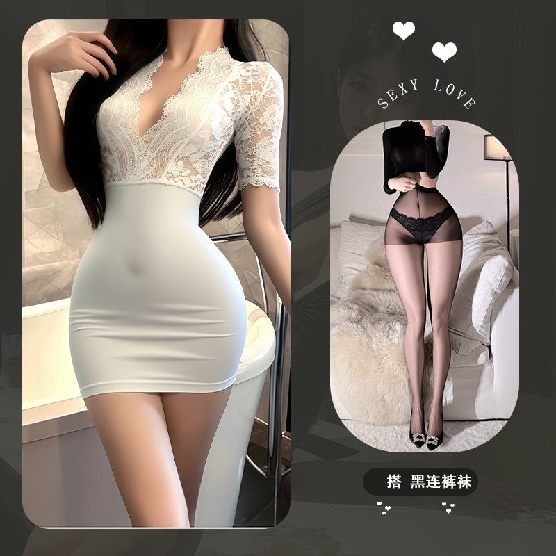 Pure Desire Temptation Sexy Lingerie Sexy Lace Suit Couple Flirting Hot Sexy Hip Wrap No-take Robe