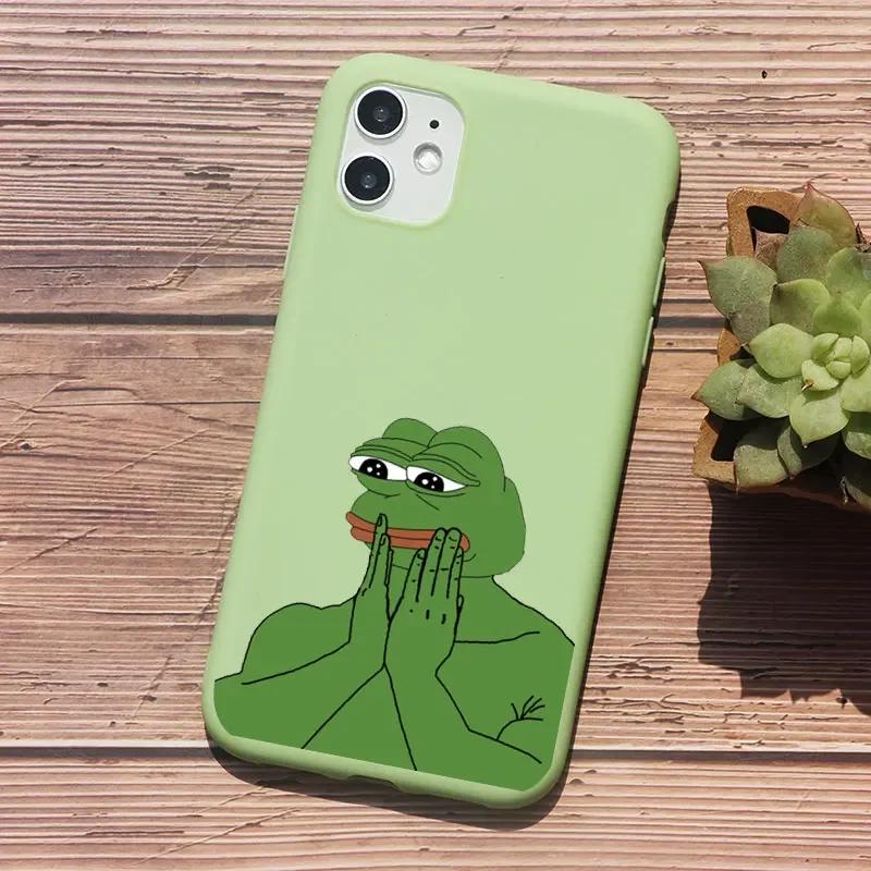 Funny Cartoon Frog Pepe Phone Case For iPhone 16 15 14 13 12 11 Pro Max Mini X XS XR SE 7 Plus Shockproof Protective Cover Shell