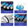 12mm Waterproof Metal Momentary Push Button Switch with Blue Annular LED