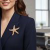 Pearl Starfish Starfish Star Metal Pin Jewelry Gift Chest Flower Pin Retro Starfish Brooch  Women