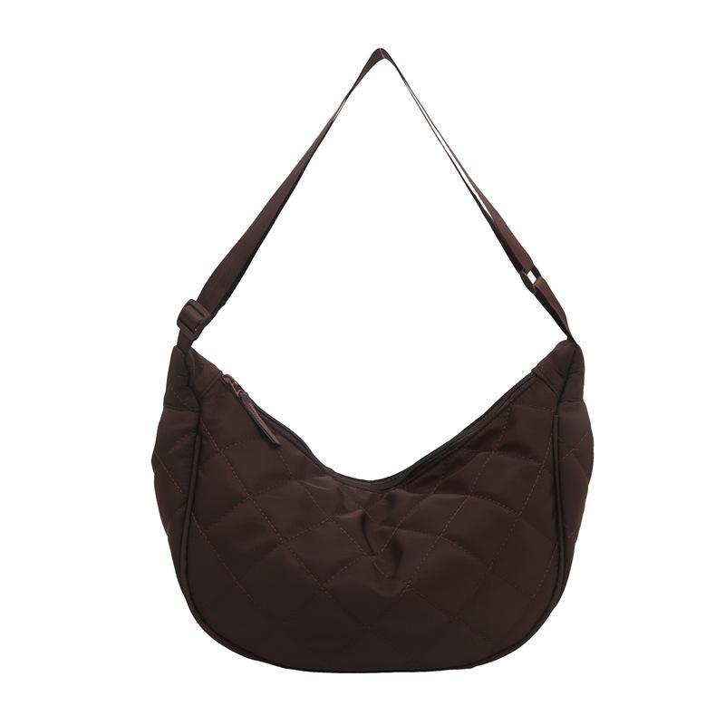 Solid color simple diamond embroidery thread messenger bag dumpling bag texture commuting large capacity women's shoulder bag black white