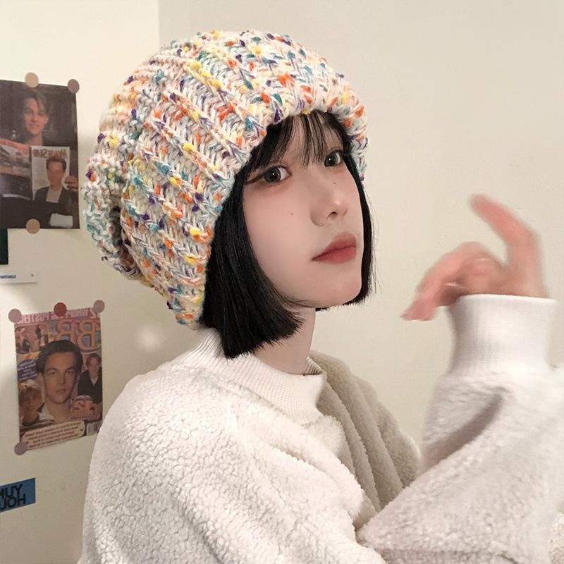 Trendy Mixed Color Slouchy Beanie Classic Coldproof Warm Skull Cap Thick Knit Hats Beanies For Women Autumn & Winter