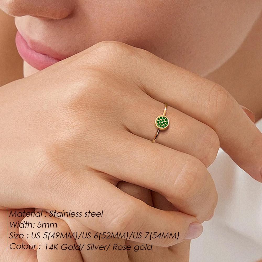 eManco Unique Personalized Natural Birthstone Rings Stainless Steel Elegant Jewelry for Women's Parties Daily Wear Gifts