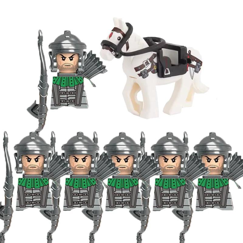 MOC Medieval Lion King Castle Knight Building Blocks Figure Accessories War Horse Cavalry Warrior Crusaders Toy Gift Bricks N029
