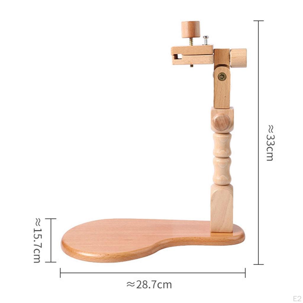 Embroidery Hoop Stand Ornament Easy to Use Accessory Rotated Support Rack Beech Wood Cross for