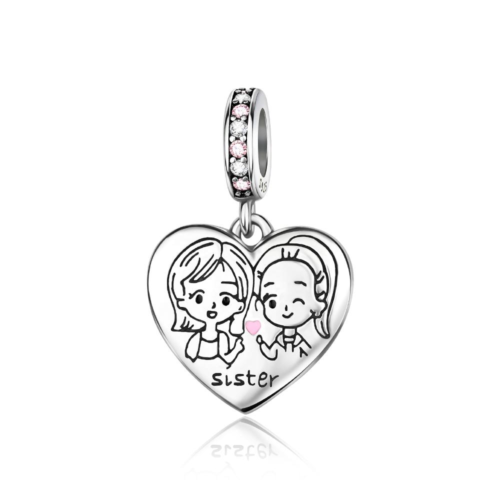 

Ahthen copper Bead Charms Sisters Dangle Charm fit Snake Chain Bracelets Necklaces for Women Jewellery Making High Quality