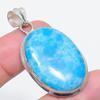 Natural Larimar Gemstone Handmade 925 Sterling Silver Jewelry Pendant 1.89" M5q55