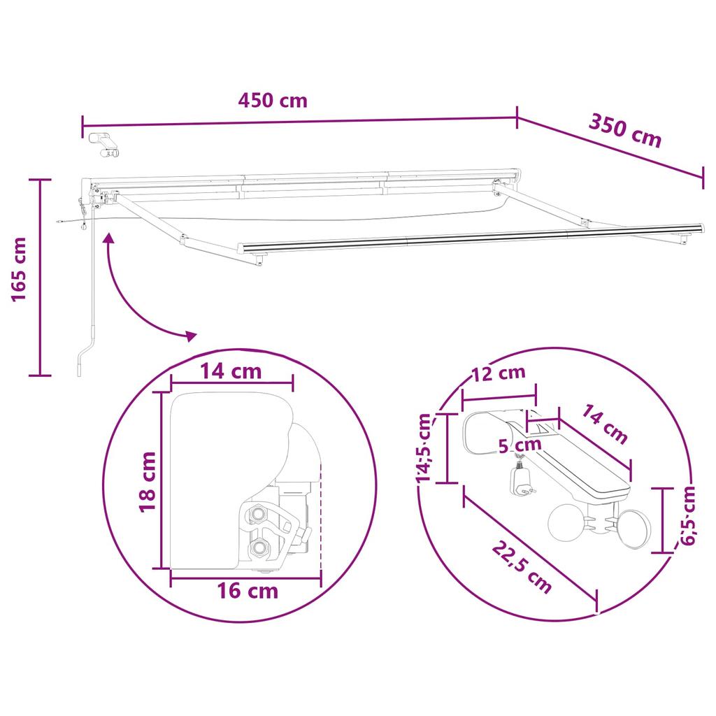 Electric Retractable Awning Sand 4.5 X 3.5 M