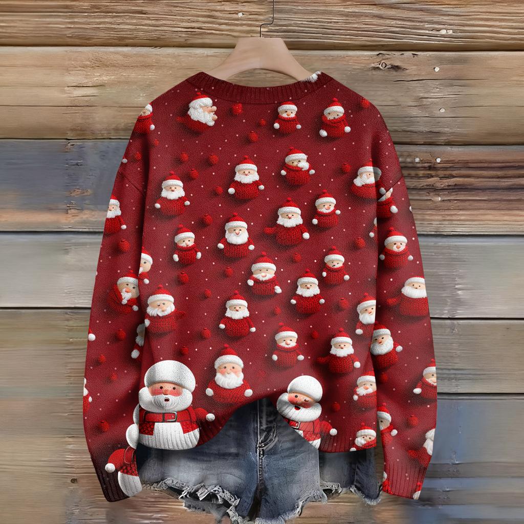Dámský Vtipný Dámský Vánoční Svetr Kulatý Výstřih Vánoční Svetr Vánoční Outfit Ošklivá Mikina Vánoční Kostým