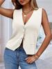 Women's Sleeveless Knit Sweater Vest V Neck Button Down Loose Waistcoat Cardigan
