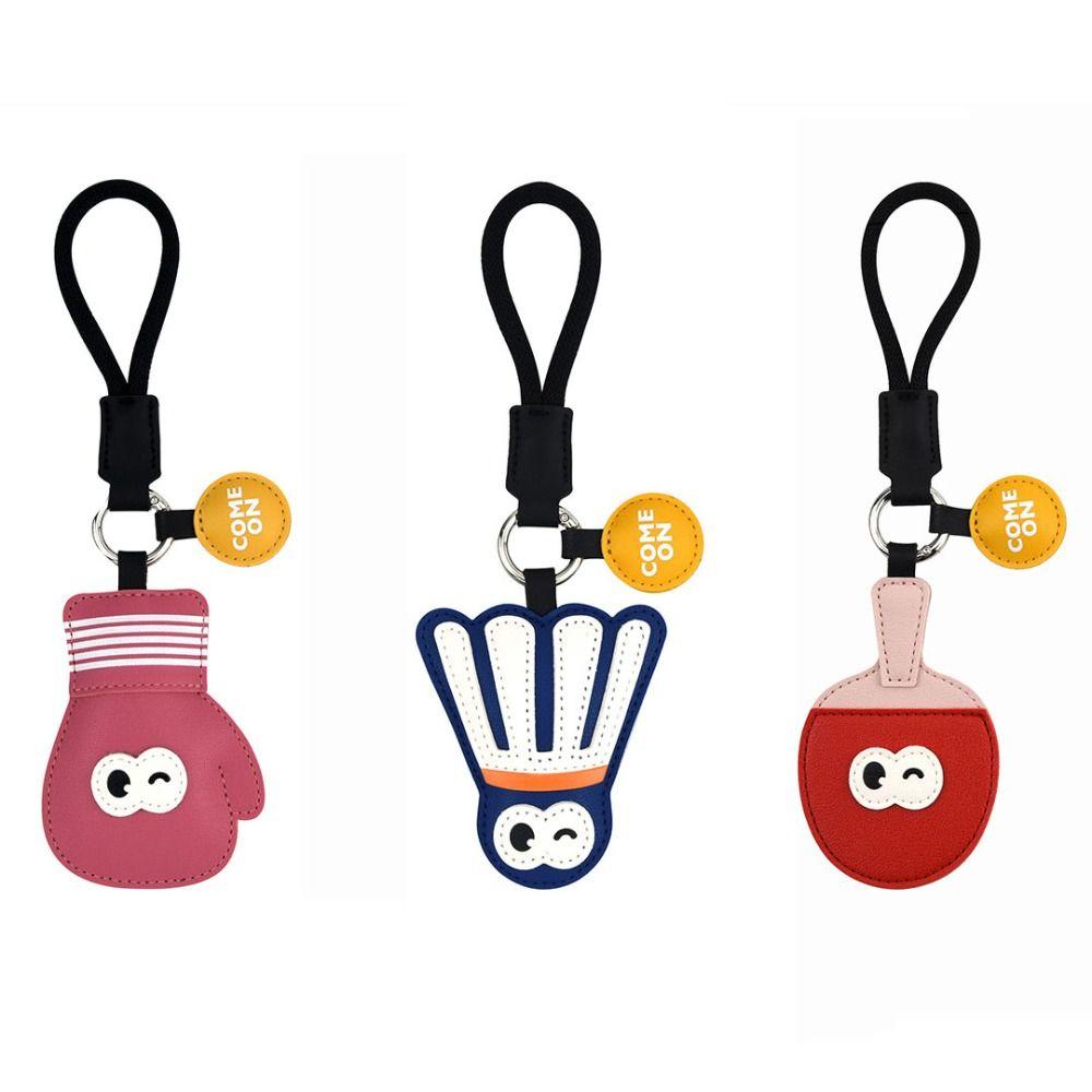 Wrist Strap Table Tennis Leather Pendant Hand-sewn Badminton Cartoon Keychain  Sports Fans