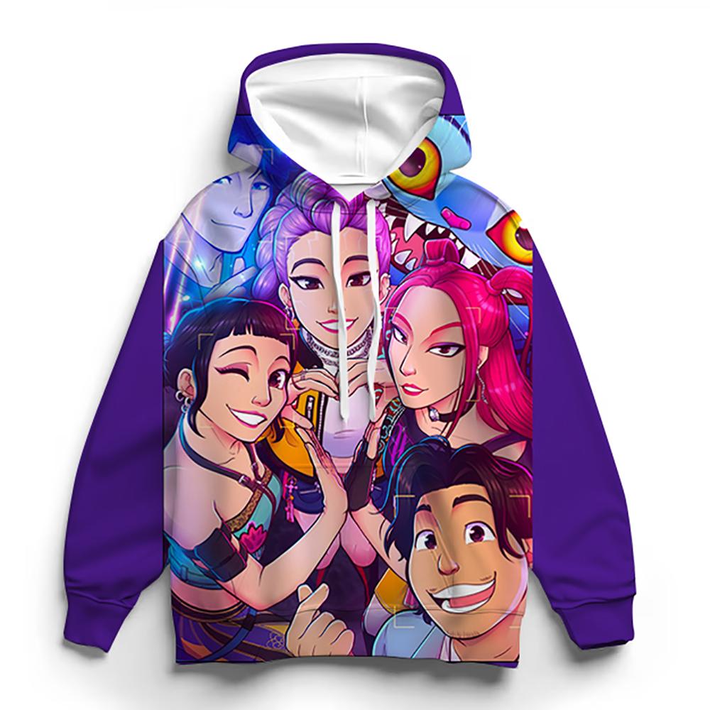 KPop Demon Hunter Huntrix Hoodie Girls Pullover Fashionable and Versatile