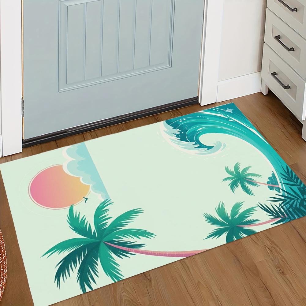 Zomer Surfplank Palmboom Deurmat Antislip Waterabsorberend Entree Vloermat Strandstijl Voordeur Decoratie Kleed Kamer Decoratie 50X80cm
