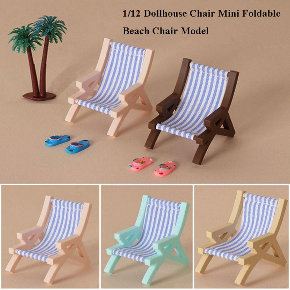 Multicolors Foldable Beach Chair Model Plastic Doll Summer Vacation Chair For OB11 Doll