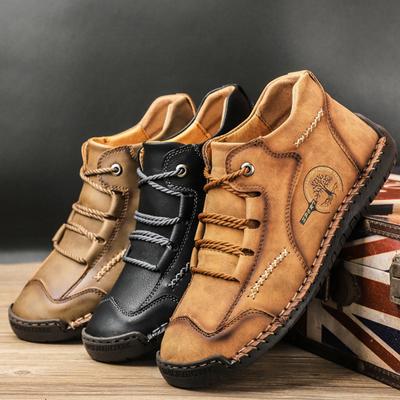 Autumn Men's Casual Shoes Large Size Driving Car Boots Handmade Sewing Ankle Boots