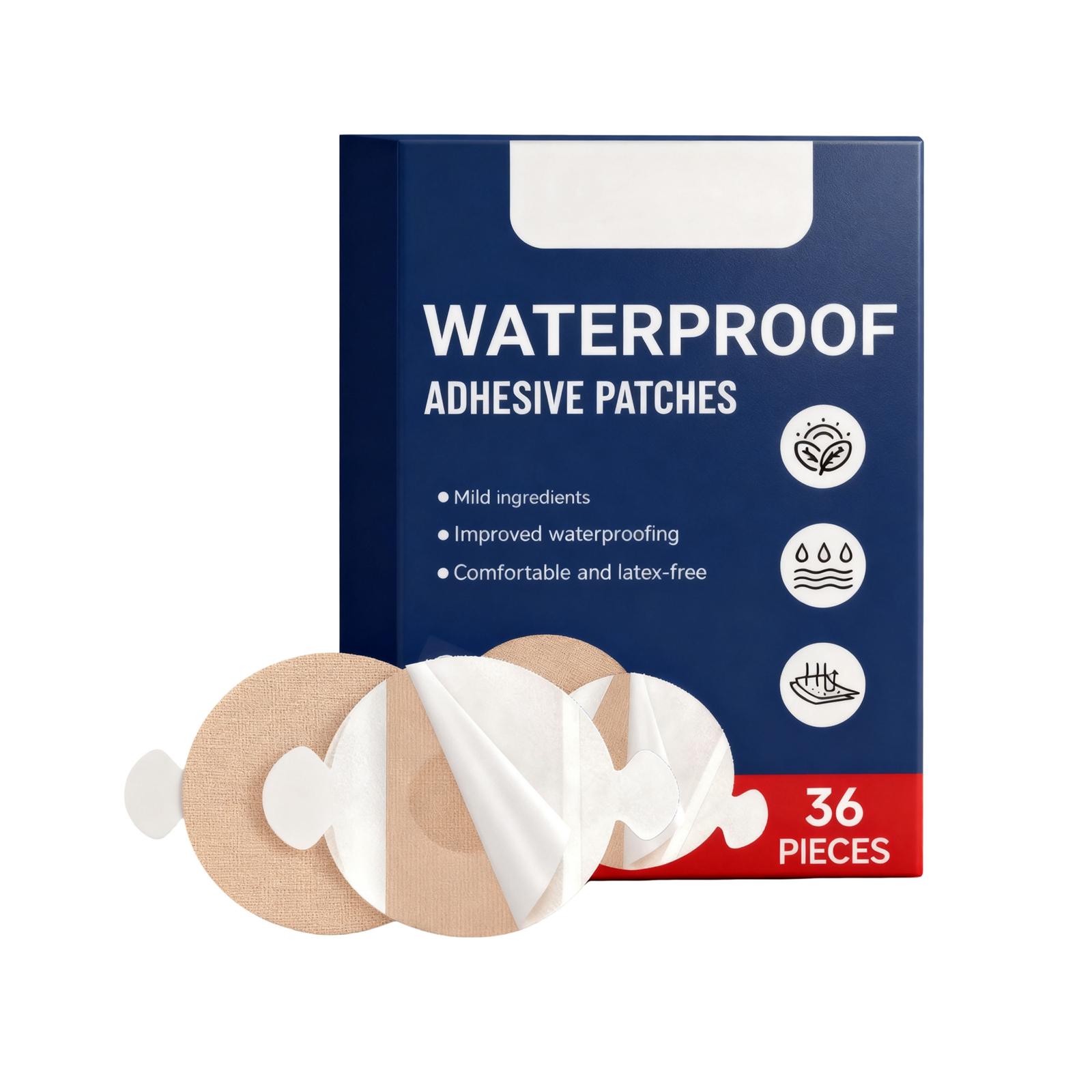 

Waterproof Adhesive Patches for Skin Protection 36 Pieces Mild Ingredients Improved Waterproofing Comfortable Latex-Free Design One Size синий