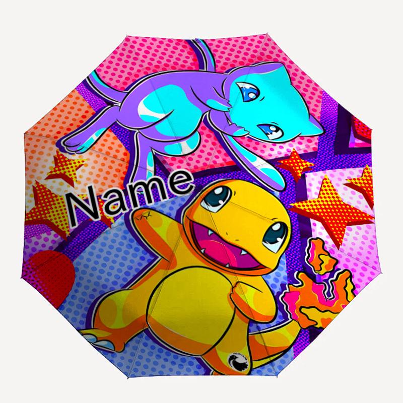 

1PC Pokémon Charmander Custom Name Automatic Open/Close, 8-Rib Durable Frame Compact Travel Umbrella for Men & Women D1222088