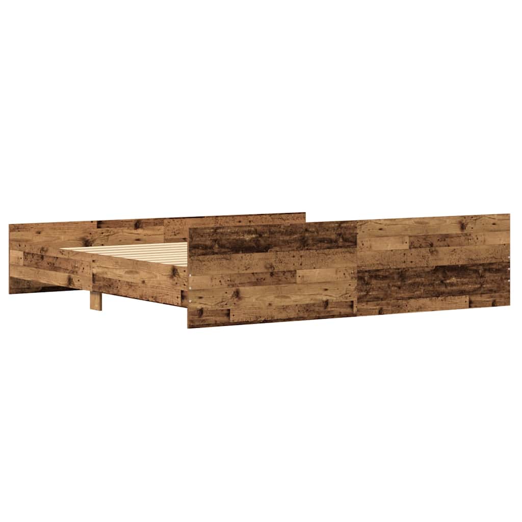 Bed Frame with Headboard Reclaimed Wood Look 203 x 203 x 50 cm Particle Board